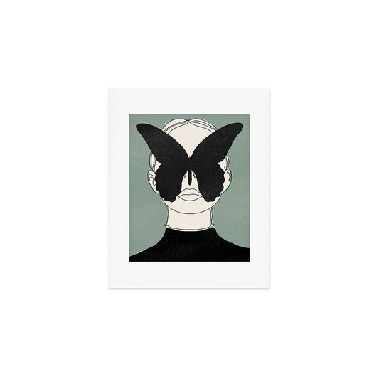 BLACK BUTTERFLY Line Drawing Art Print Gallery Image 1