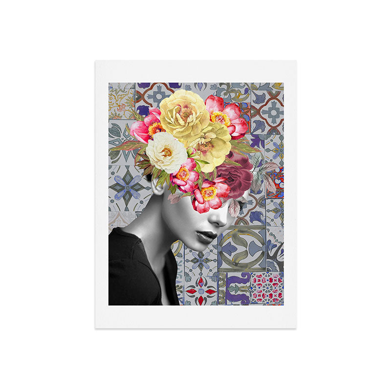 collage art-girl with flowers Art Print Gallery Image 9