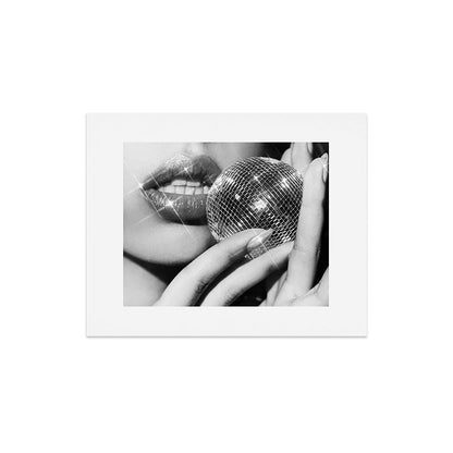 Disco Ball Female Lips - Black And White Modern Wall Art Photograph - Home Decor Art Print Gallery Image 5