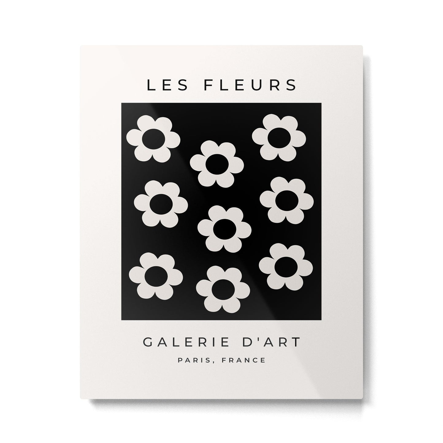 Les Fleurs | 02 - Flower Print Black And White Retro Flowers Wall Art Modern Decor Abstract Metal Print Gallery Image 4