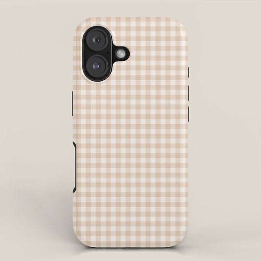 Gingham Plaid Pattern - Warm Neutral Tan iPhone Case Gallery Image 1
