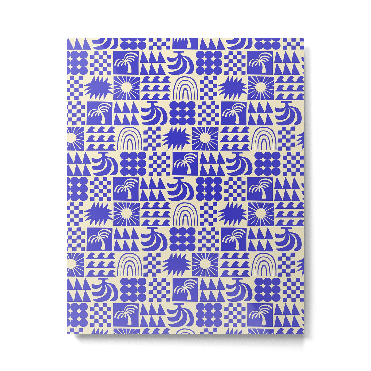 Abstract blue tropical mosaic art pattern Metal Print Gallery Image 1