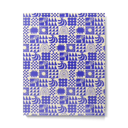 Abstract blue tropical mosaic art pattern Metal Print Gallery Image 1