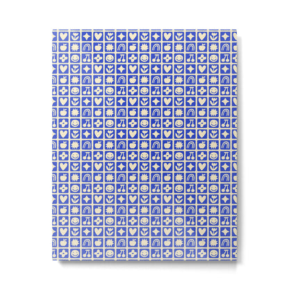 Blue children shape mosaic art pattern Metal Print Gallery Image 1
