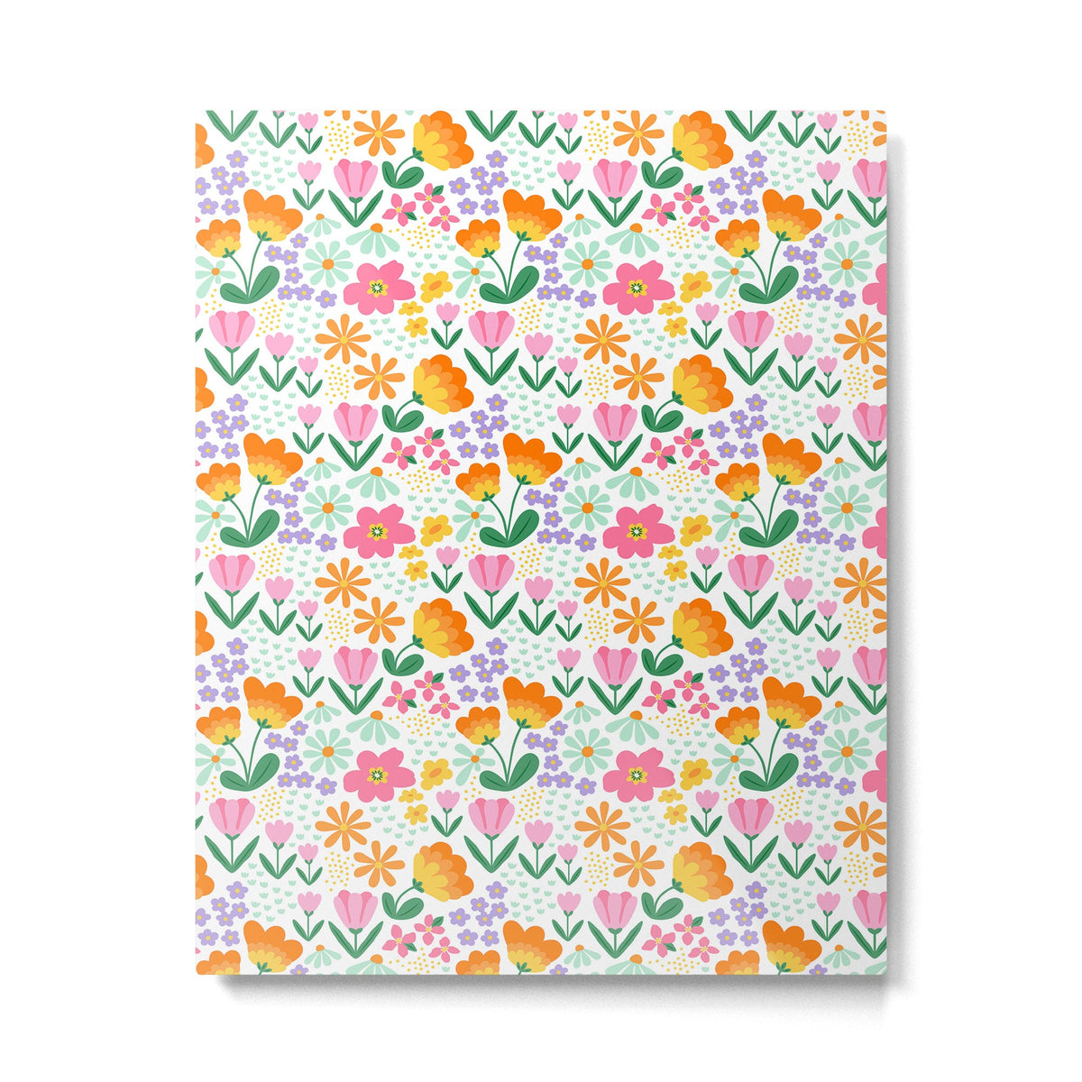 Colorful retro flower folk art pattern Metal Print Gallery Image 1