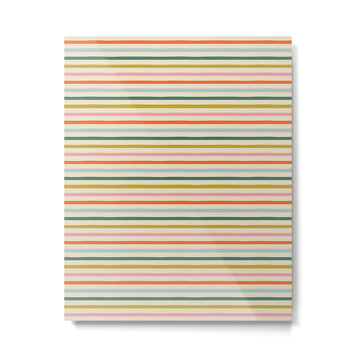 Colorful retro stripe line art pattern Metal Print Gallery Image 1
