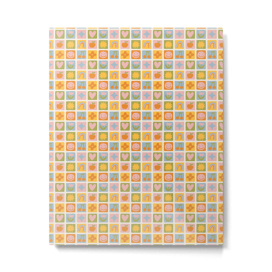 Colorful vintage happy children art mosaic pattern Metal Print Gallery Image 2
