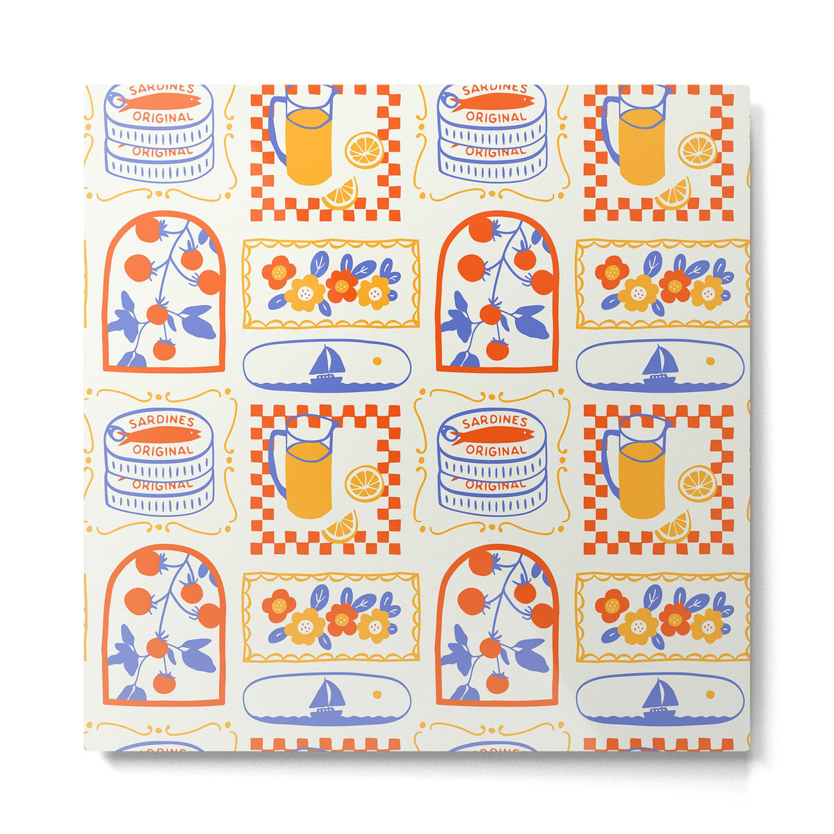 Summer vacation patchwork art pattern Metal Print Gallery Image 2