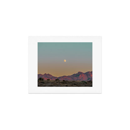 Sunset Moon Ridge // Grainy Red Mountain Range Desert Landscape Photography Yellow Fullmoon Blue Sky Art Print Gallery Image 3