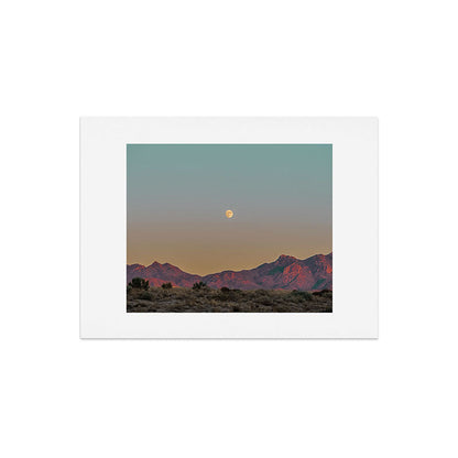 Sunset Moon Ridge // Grainy Red Mountain Range Desert Landscape Photography Yellow Fullmoon Blue Sky Art Print Gallery Image 6