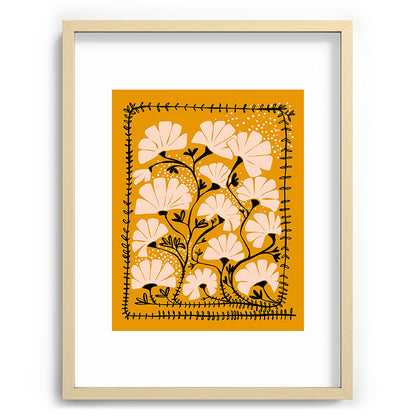 Ever blooming good vibes mustard yellow Framed Art Print Gallery Image 72