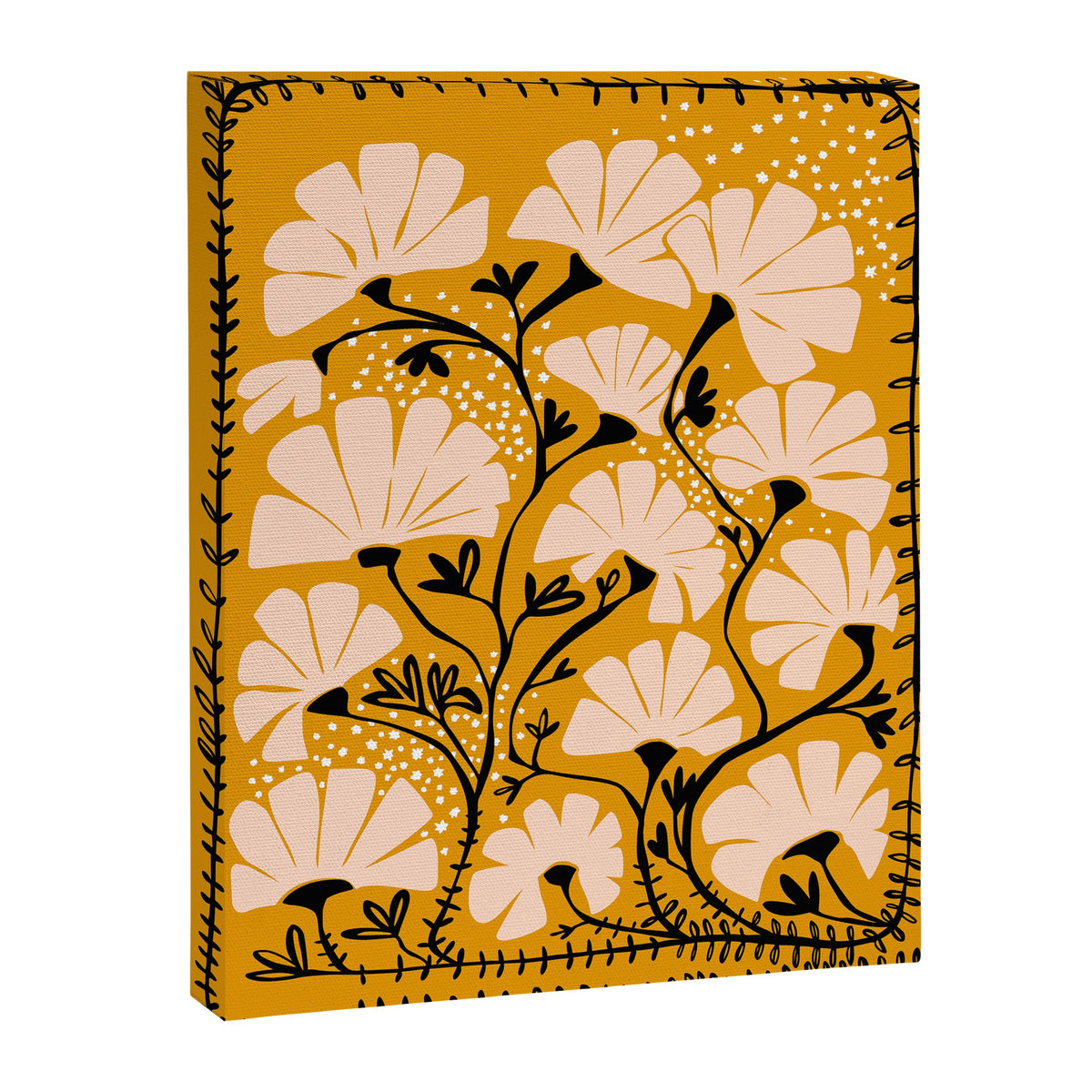 Ever blooming good vibes mustard yellow Canvas Print Gallery Image 1