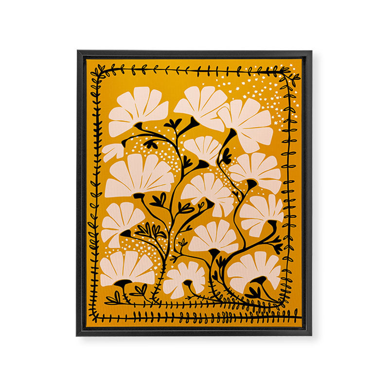 Ever blooming good vibes mustard yellow Framed Canvas Print Gallery Image 4