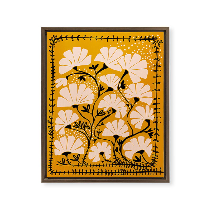 Ever blooming good vibes mustard yellow Framed Canvas Print Gallery Image 11