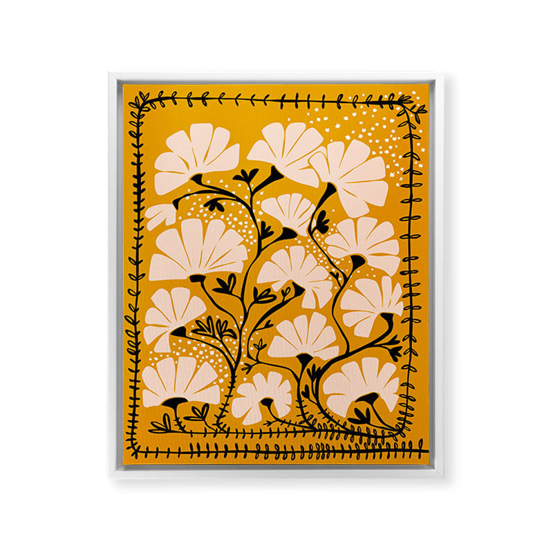 Ever blooming good vibes mustard yellow Framed Canvas Print Gallery Image 22