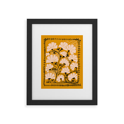 Ever blooming good vibes mustard yellow Framed Art Print Gallery Image 29