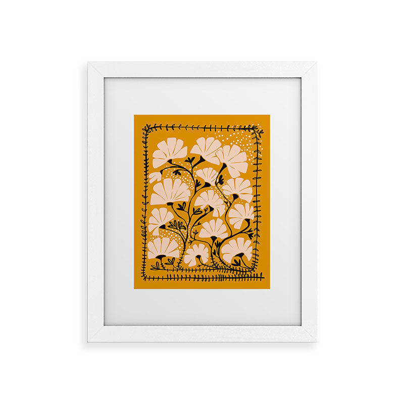 Ever blooming good vibes mustard yellow Framed Art Print Gallery Image 55