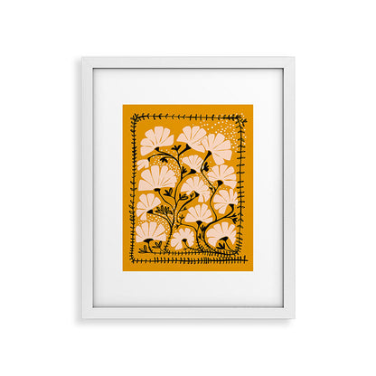 Ever blooming good vibes mustard yellow Framed Art Print Gallery Image 25