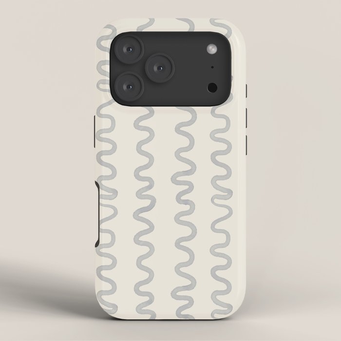 Watercolor Squiggly Lines - Blue Cream iPhone Case Gallery Image 3