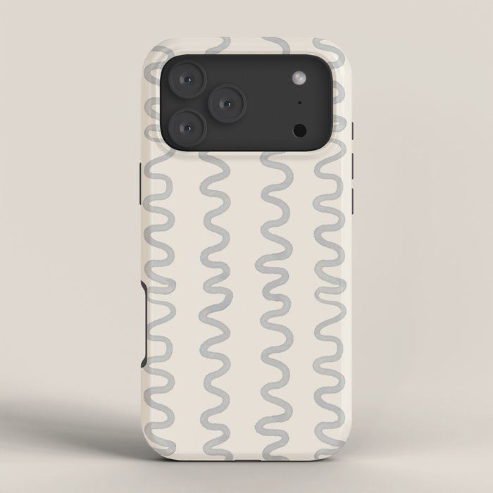Watercolor Squiggly Lines - Blue Cream iPhone Case Gallery Image 4