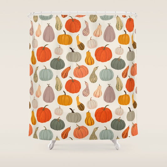 Autumn Pumpkins and Squash Shower Curtain Gallery Image 1