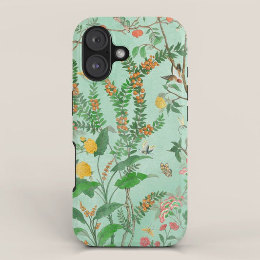 Chinoiserie Aqua Mint Floral Garden Fresco iPhone Case Gallery Image 1