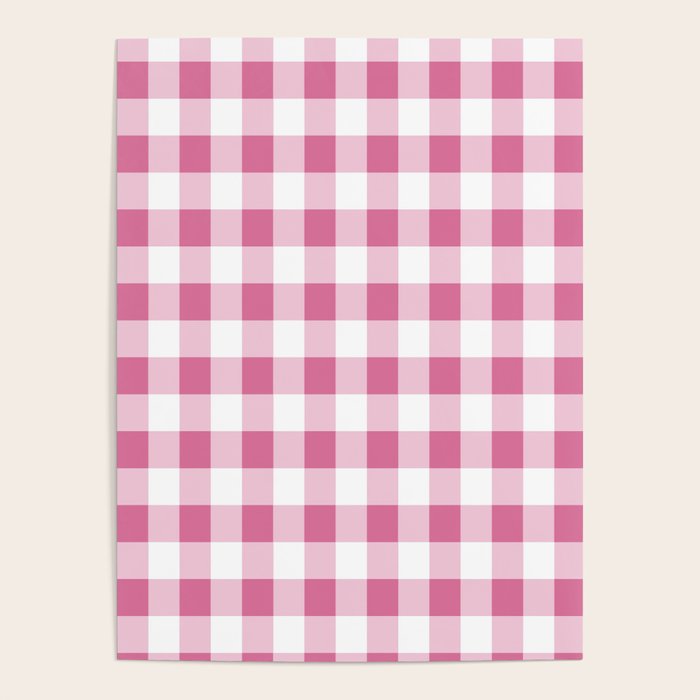 Gingham Large Pink White Poster Gallery Image 1