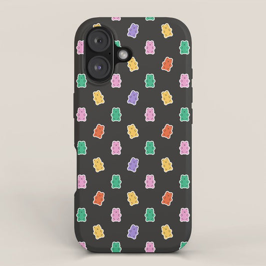 Colorful vintage bear sticker pattern iPhone Case Gallery Image 1