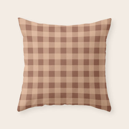 Gingham Large Brown Dark Light Tan Throw Pillow Gallery Image 4