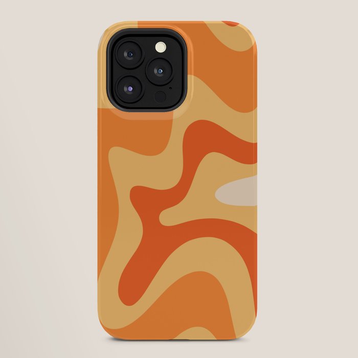 Retro Liquid Swirl Abstract Pattern Square in Tangerine Orange Yellow Tones iPhone Case Gallery Image 28