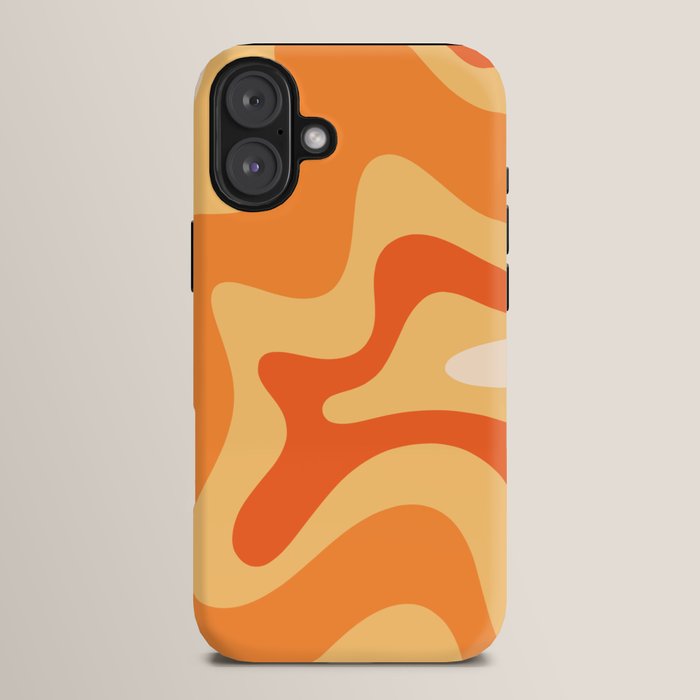 Retro Liquid Swirl Abstract Pattern Square in Tangerine Orange Yellow Tones iPhone Case Gallery Image 14