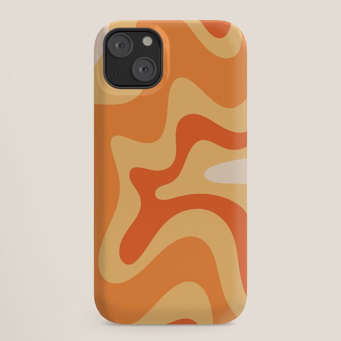 Retro Liquid Swirl Abstract Pattern Square in Tangerine Orange Yellow Tones iPhone Case Gallery Image 18