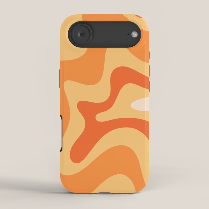 Retro Liquid Swirl Abstract Pattern Square in Tangerine Orange Yellow Tones iPhone Case Gallery Image 2