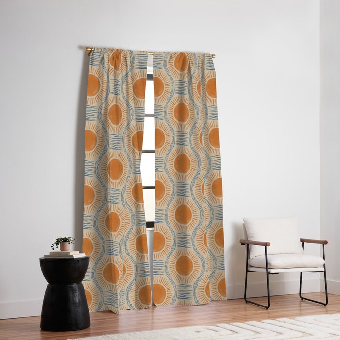 Boho Sun and Sea Vintage Ogee Window Curtain Gallery Image 2
