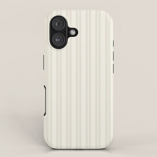 Pale Neutral Classic Double Stripe Pattern iPhone Case Gallery Image 1