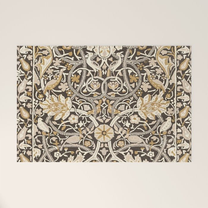 William Morris Bullerswood Charcoal Mustard Welcome Mat Gallery Image 1