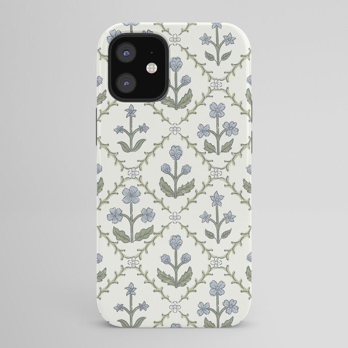 Lattice Block Print Floral - Blue Green iPhone Case Gallery Image 42