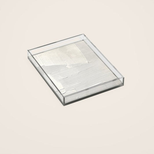Relief [1]: an abstract, textured piece in white by Alyssa Hamilton Art Acrylic Tray Gallery Image 2
