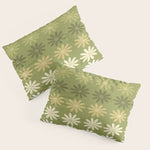 Ombre Abstract Daisies on Olive Green Pillow Sham Gallery Image 1
