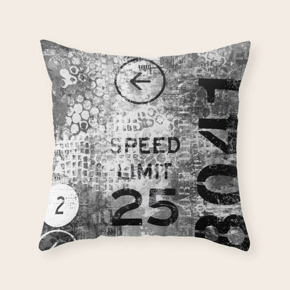 Urban Street Art Numbers And Text Fragments Throw Pillow Gallery Image 3
