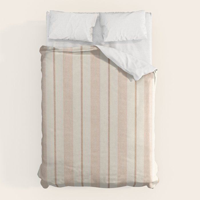 ivy stripes - cream, rust and terracotta Duvet Cover Gallery Image 1