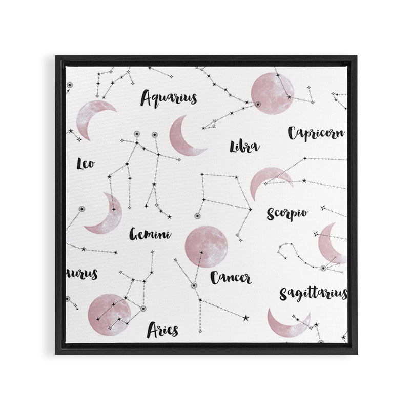 Pink Moon and Constellations Framed Canvas Print Gallery Image 3