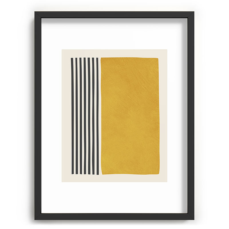 Mustard Yellow Black Lines Abstract Art Framed Art Print Gallery Image 60
