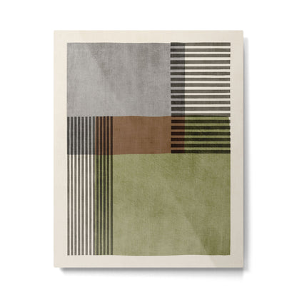 Olive Green Brown Gray Black Bold Lines Artwork Metal Print Gallery Image 4