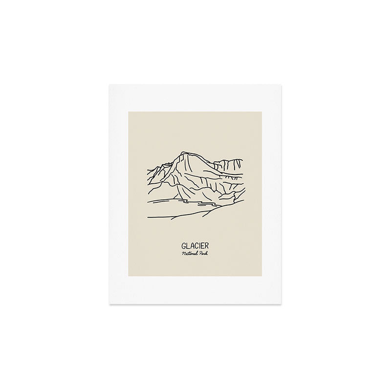 Glacier National Park Black on Cream Art Print Gallery Image 2