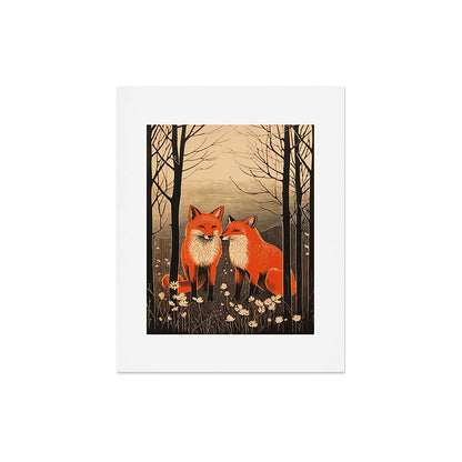 Autumn Forest Fox Pair Art Print Gallery Image 5