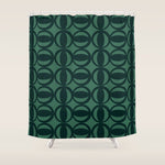 Retro Orbit Forest Green - Mid Century Modern Geometric Shower Curtain Gallery Image 1