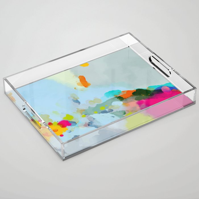 pink hill with sun ray Acrylic Tray Gallery Image 1