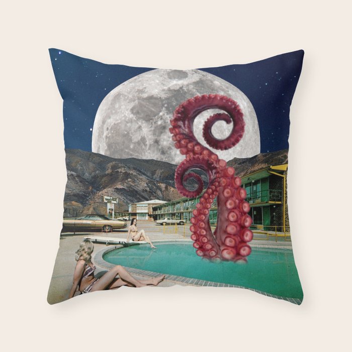 Octopus in the pool Throw Pillow Gallery Image 4