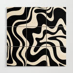 Liquid Swirl Abstract Pattern in Black and White Wood Wall Art Gallery Image 1